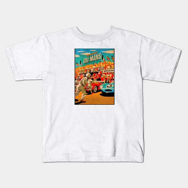 24 Hour Race Kids T-Shirt by Midcenturydave